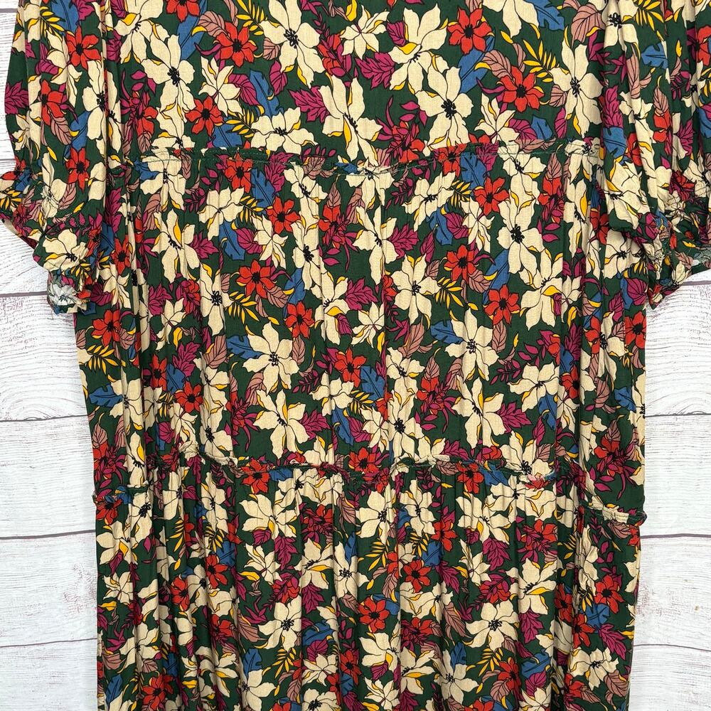 Natural Life Collette Tiered Maxi Tiered Dress Green White Lilies Floral XL New - Picture 15 of 16